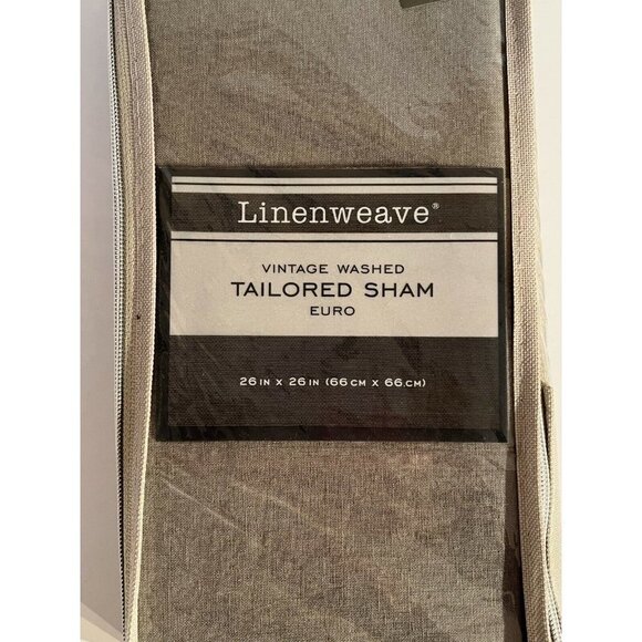LinenWeave Vintage Washed European Euro Pillow Tailored Sham 26" x 26" Gray NEW - Picture 1 of 5